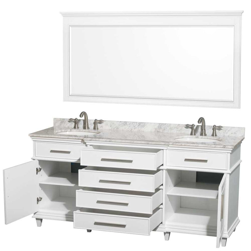 Berkeley 72 Inch Double Bathroom Vanity in White - 11