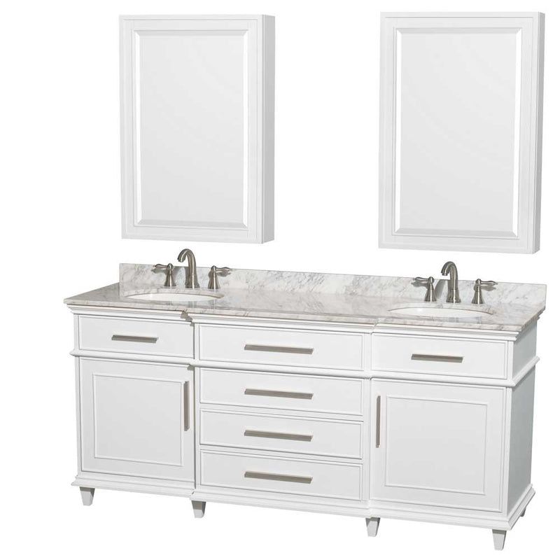 Berkeley 72 Inch Double Bathroom Vanity in White - 5