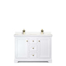 Avery 48 Inch Double Bathroom Vanity in White - Brushed Gold Trim - 5