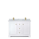 Avery 48 Inch Double Bathroom Vanity in White - Brushed Gold Trim - 21