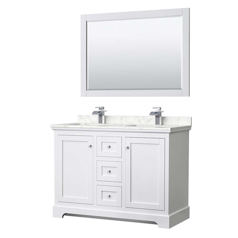 Avery 48 Inch Double Bathroom Vanity in White - Polished Chrome Trim - 8