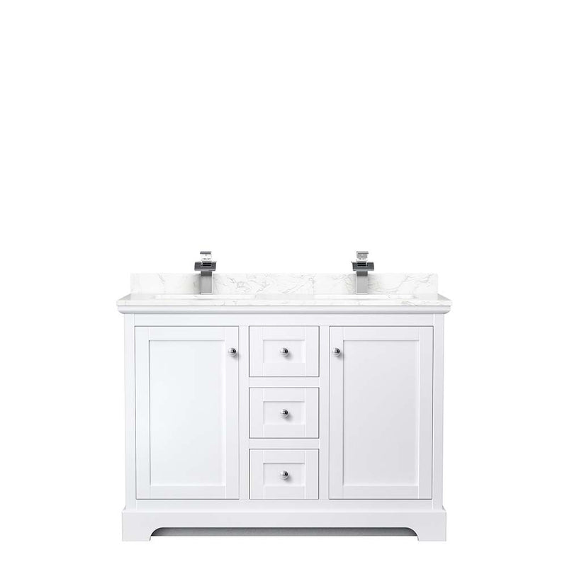 Avery 48 Inch Double Bathroom Vanity in White - Polished Chrome Trim - 5