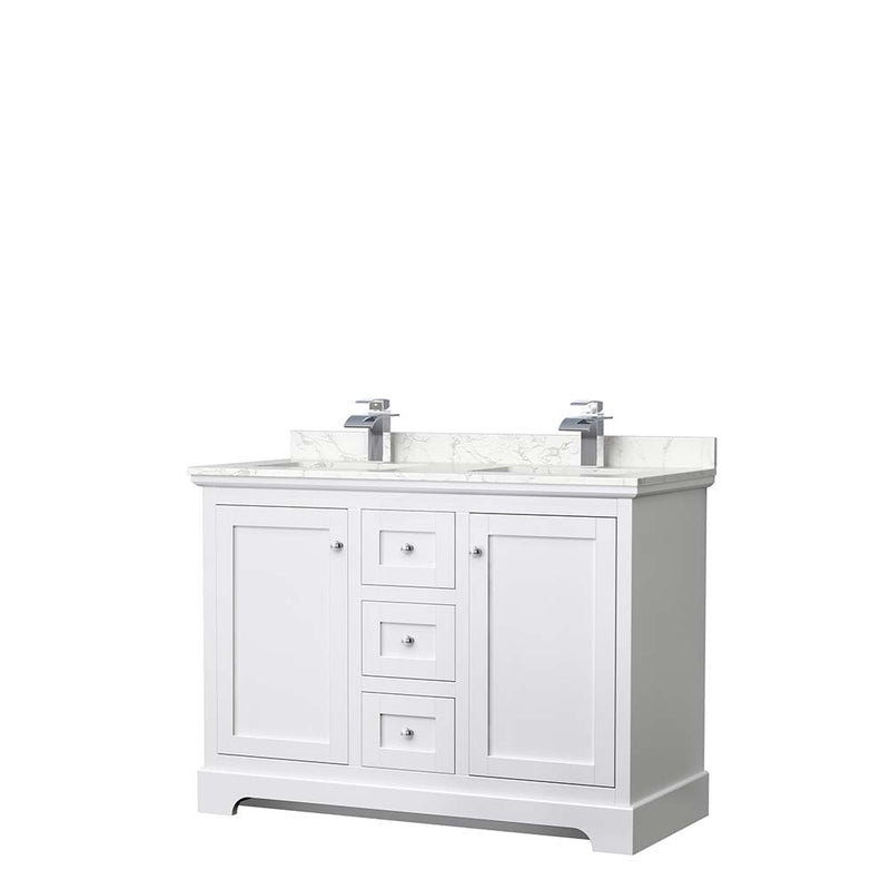 Avery 48 Inch Double Bathroom Vanity in White - Polished Chrome Trim - 4