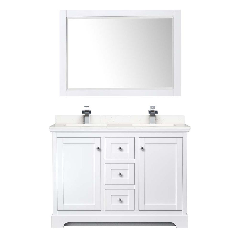 Avery 48 Inch Double Bathroom Vanity in White - Polished Chrome Trim - 18