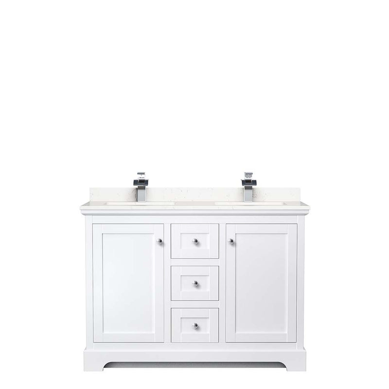 Avery 48 Inch Double Bathroom Vanity in White - Polished Chrome Trim - 14