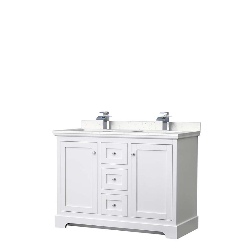Avery 48 Inch Double Bathroom Vanity in White - Polished Chrome Trim - 13