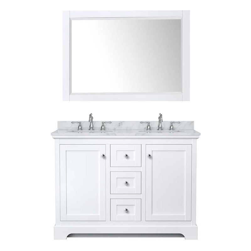 Avery 48 Inch Double Bathroom Vanity in White - Polished Chrome Trim - 28