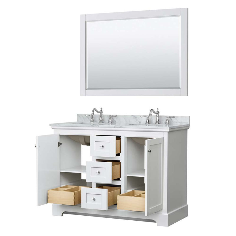 Avery 48 Inch Double Bathroom Vanity in White - Polished Chrome Trim - 27