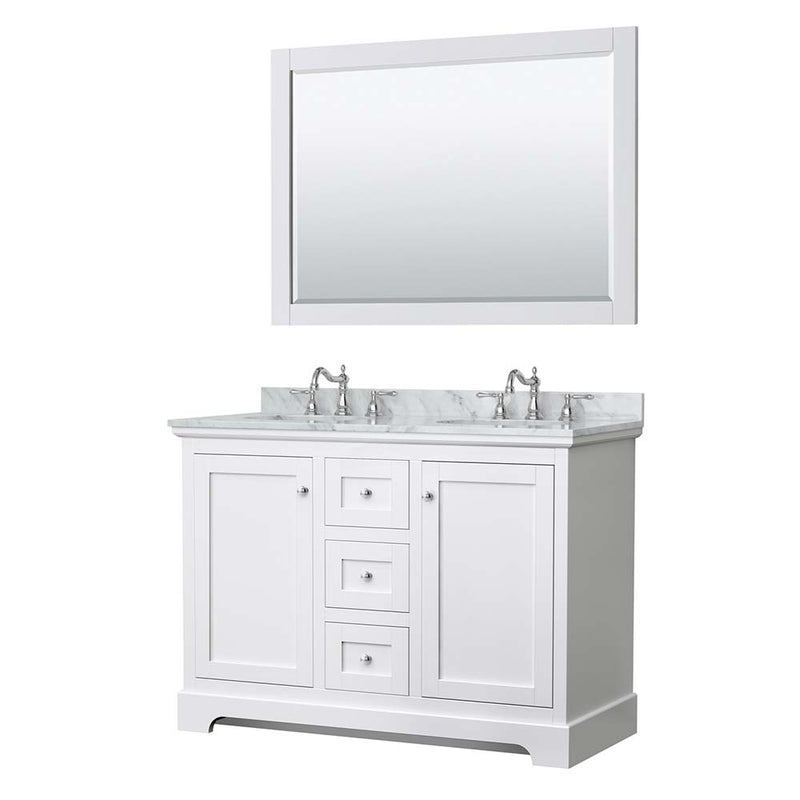 Avery 48 Inch Double Bathroom Vanity in White - Polished Chrome Trim - 26