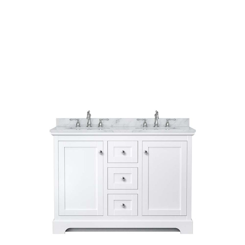 Avery 48 Inch Double Bathroom Vanity in White - Polished Chrome Trim - 24