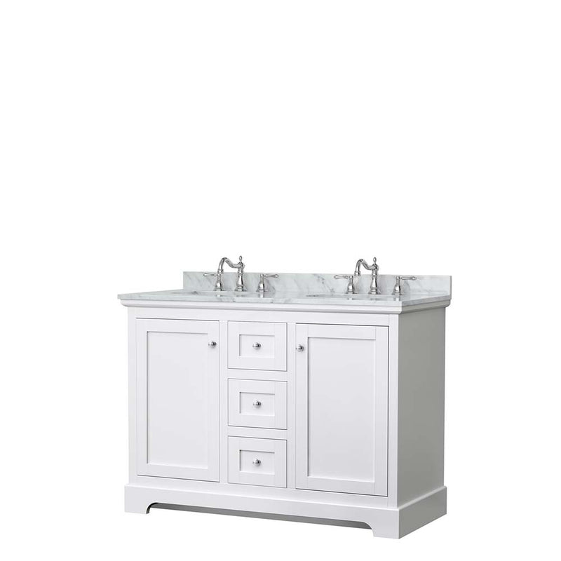 Avery 48 Inch Double Bathroom Vanity in White - Polished Chrome Trim - 22