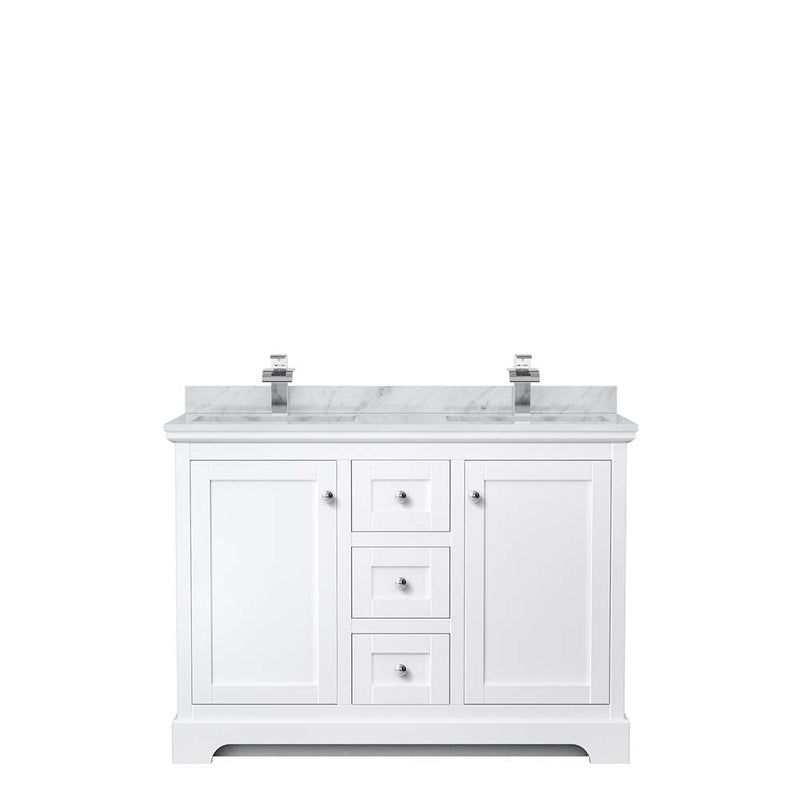 Avery 48 Inch Double Bathroom Vanity in White - Polished Chrome Trim - 33