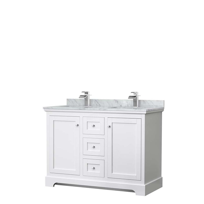 Avery 48 Inch Double Bathroom Vanity in White - Polished Chrome Trim - 31