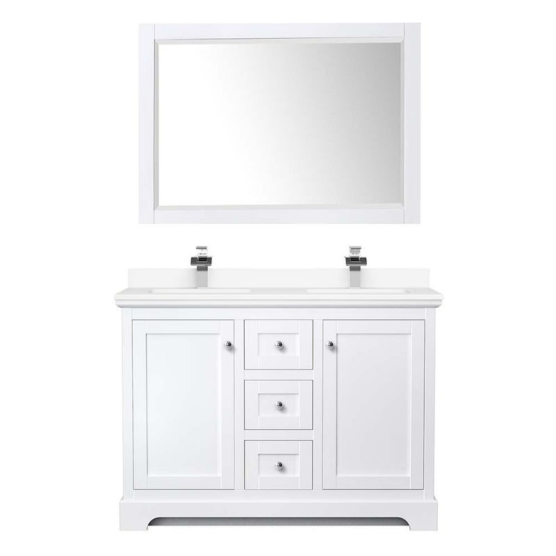 Avery 48 Inch Double Bathroom Vanity in White - Polished Chrome Trim - 45
