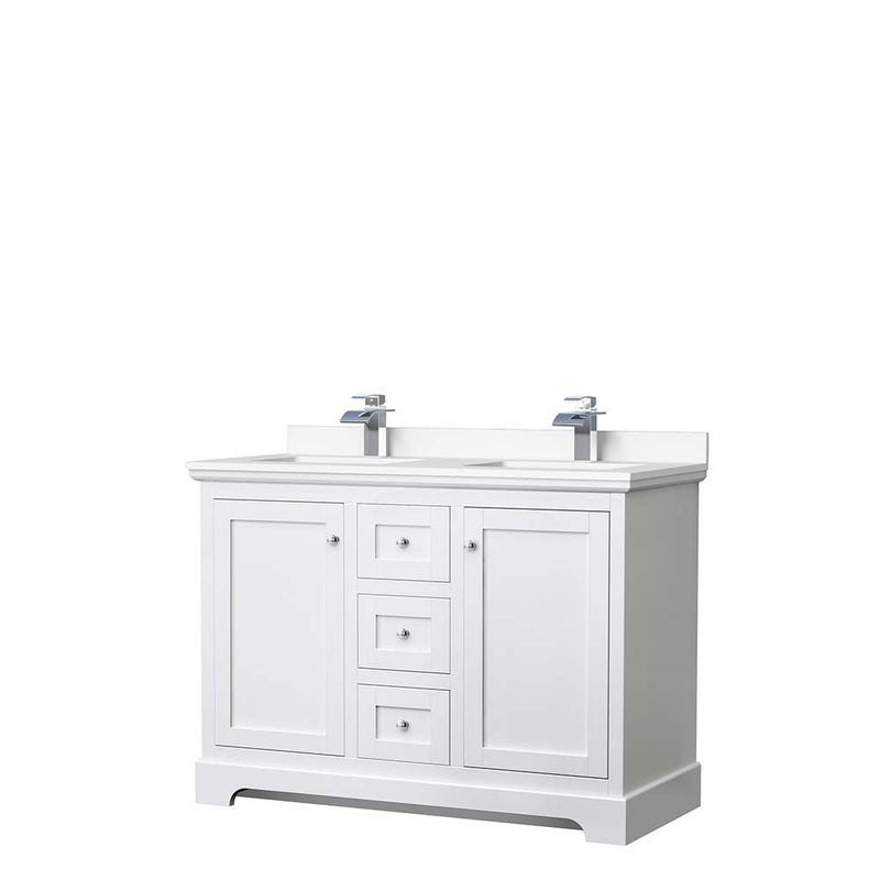 Avery 48 Inch Double Bathroom Vanity in White - Polished Chrome Trim - 40