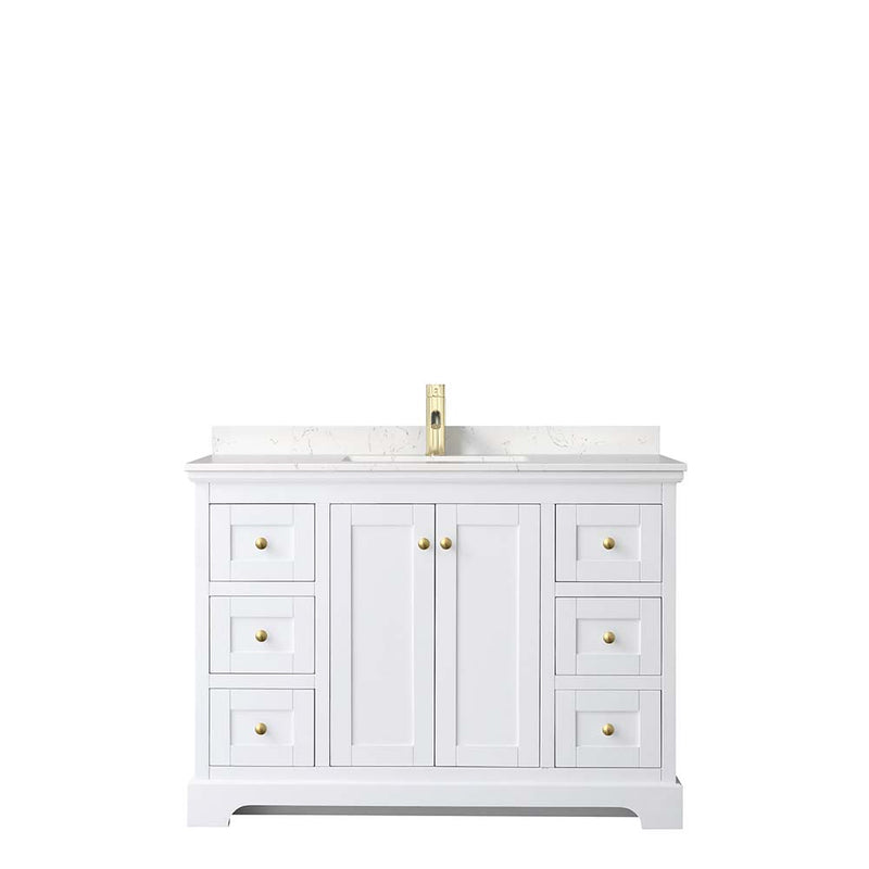 Avery 48 Inch Single Bathroom Vanity in White - Brushed Gold Trim - 5
