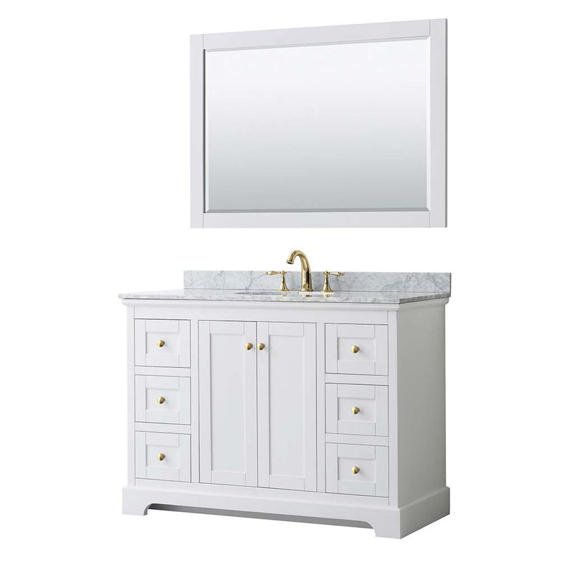 Avery 48 Inch Single Bathroom Vanity in White - Brushed Gold Trim - 15