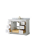 Avery 48 Inch Single Bathroom Vanity in White - Brushed Gold Trim - 14