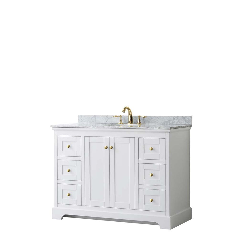 Avery 48 Inch Single Bathroom Vanity in White - Brushed Gold Trim - 13