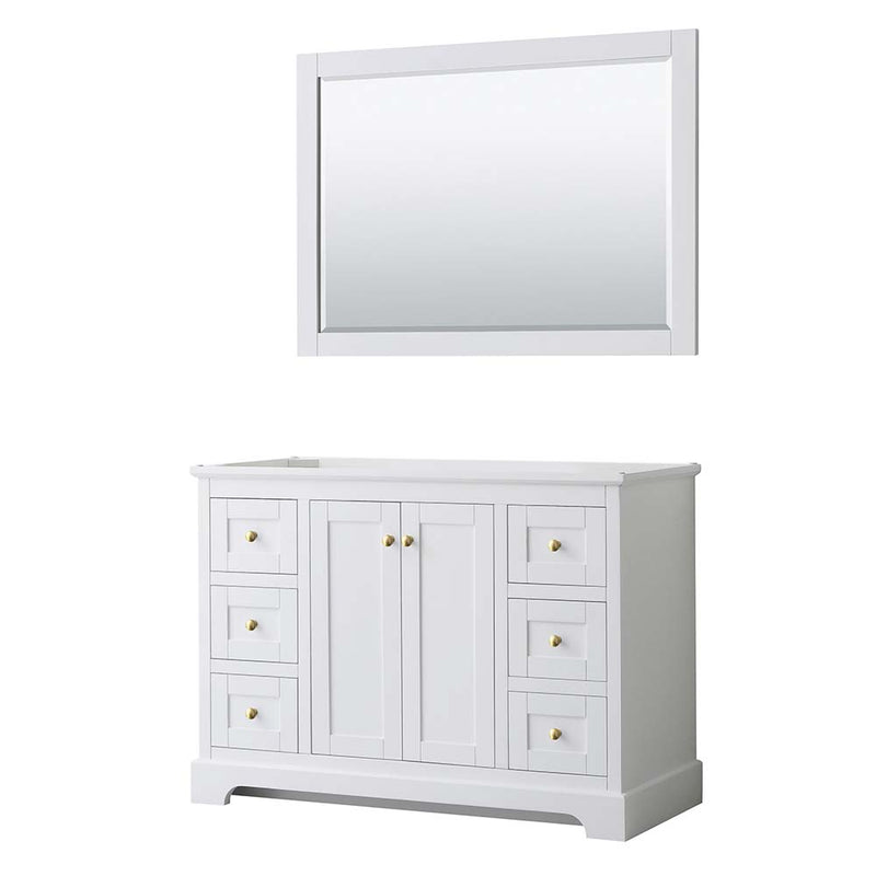Avery 48 Inch Single Bathroom Vanity in White - Brushed Gold Trim - 2