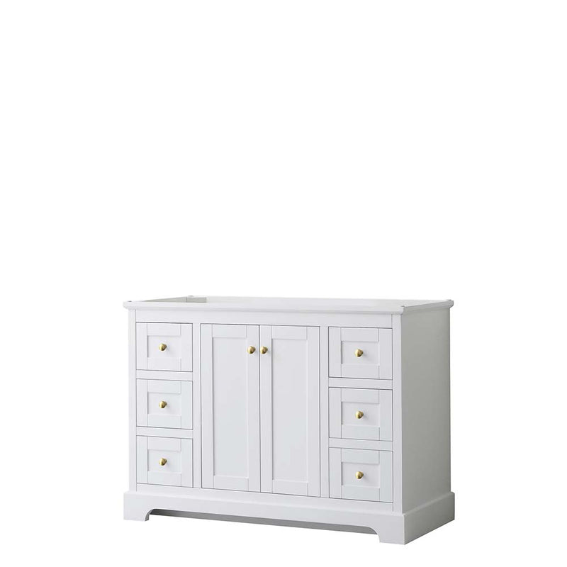 Avery 48 Inch Single Bathroom Vanity in White - Brushed Gold Trim