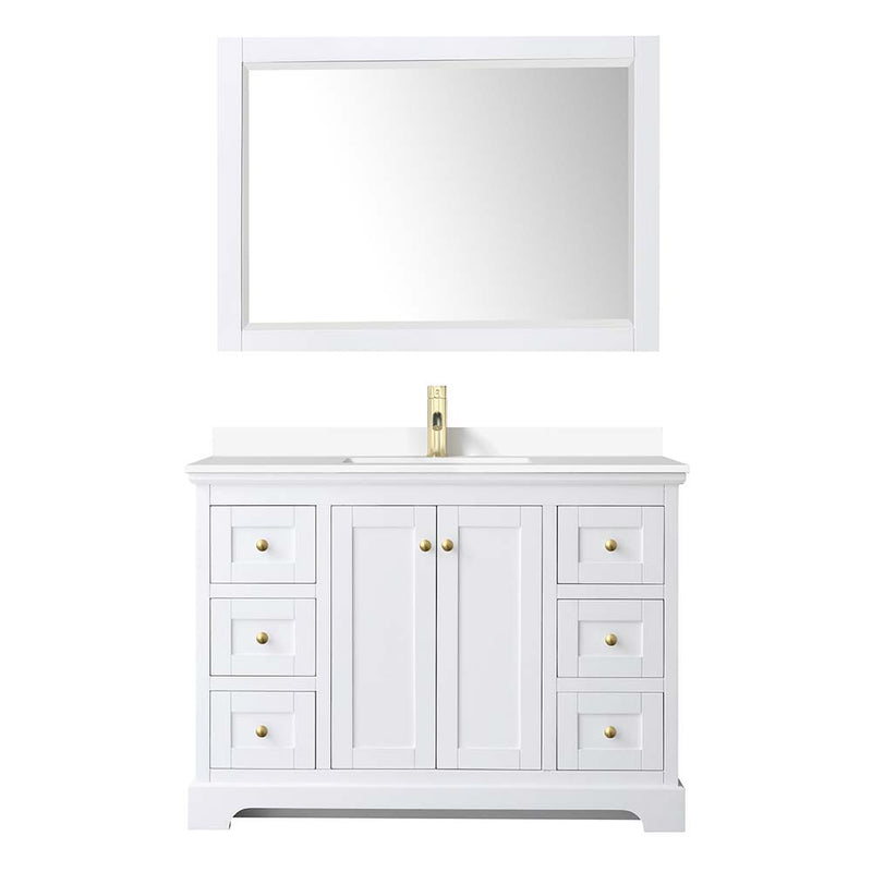 Avery 48 Inch Single Bathroom Vanity in White - Brushed Gold Trim - 28