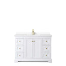 Avery 48 Inch Single Bathroom Vanity in White - Brushed Gold Trim - 24
