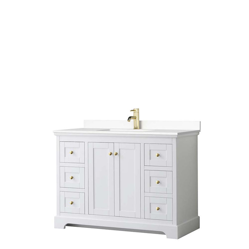 Avery 48 Inch Single Bathroom Vanity in White - Brushed Gold Trim - 23