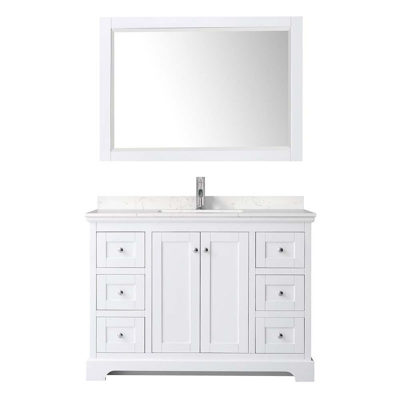Avery 48 Inch Single Bathroom Vanity in White - Polished Chrome Trim - 9