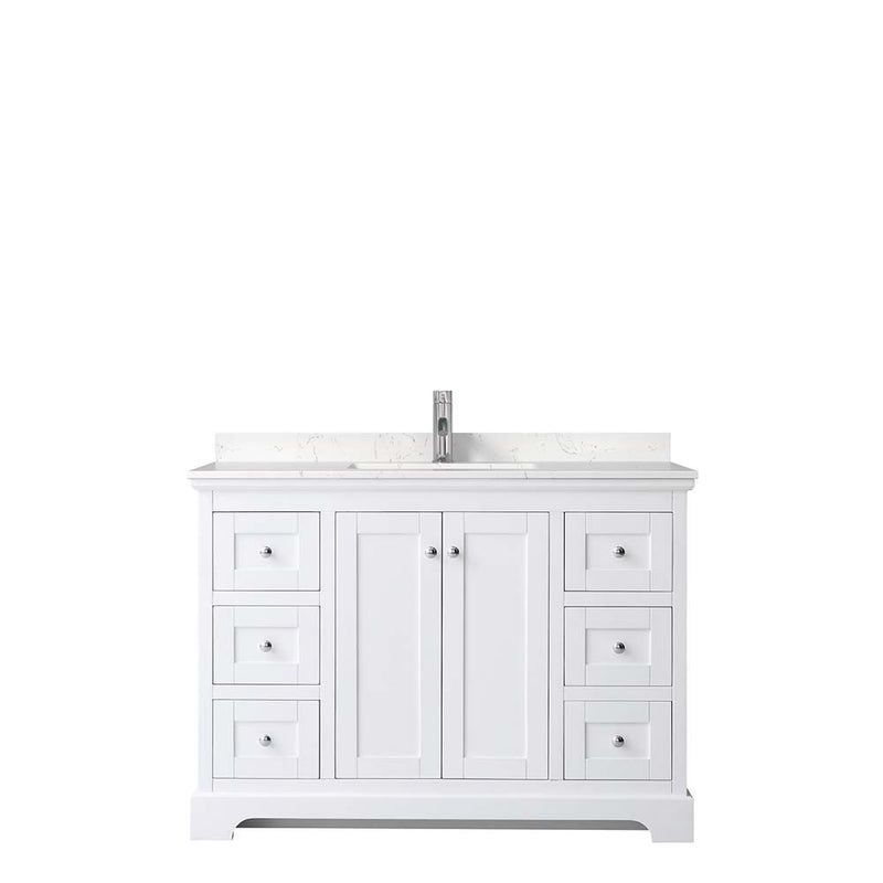 Avery 48 Inch Single Bathroom Vanity in White - Polished Chrome Trim - 5