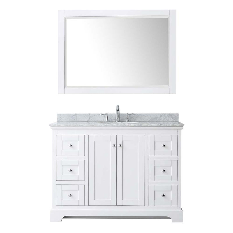 Avery 48 Inch Single Bathroom Vanity in White - Polished Chrome Trim - 18