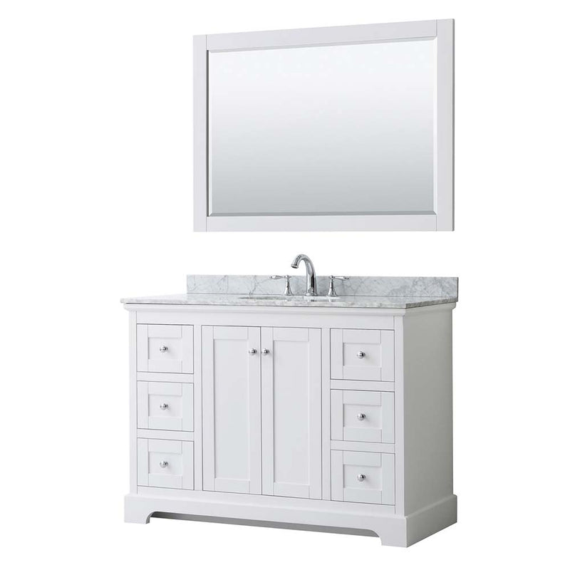 Avery 48 Inch Single Bathroom Vanity in White - Polished Chrome Trim - 16