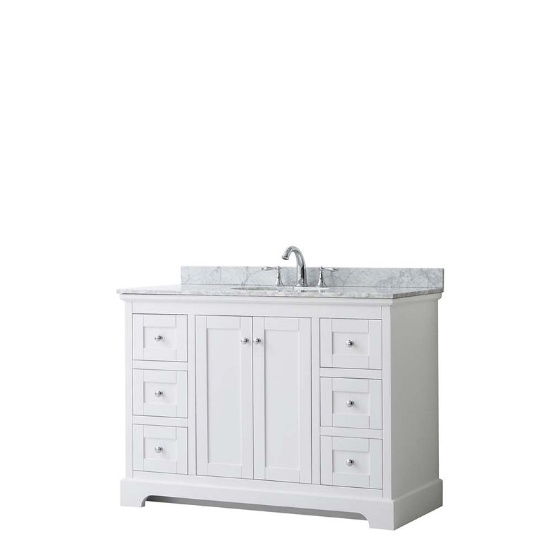 Avery 48 Inch Single Bathroom Vanity in White - Polished Chrome Trim - 13