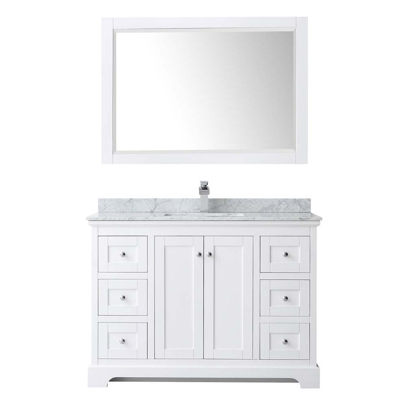 Avery 48 Inch Single Bathroom Vanity in White - Polished Chrome Trim - 25