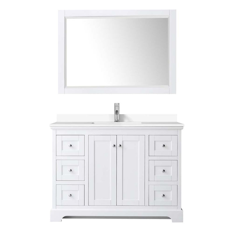Avery 48 Inch Single Bathroom Vanity in White - Polished Chrome Trim - 32