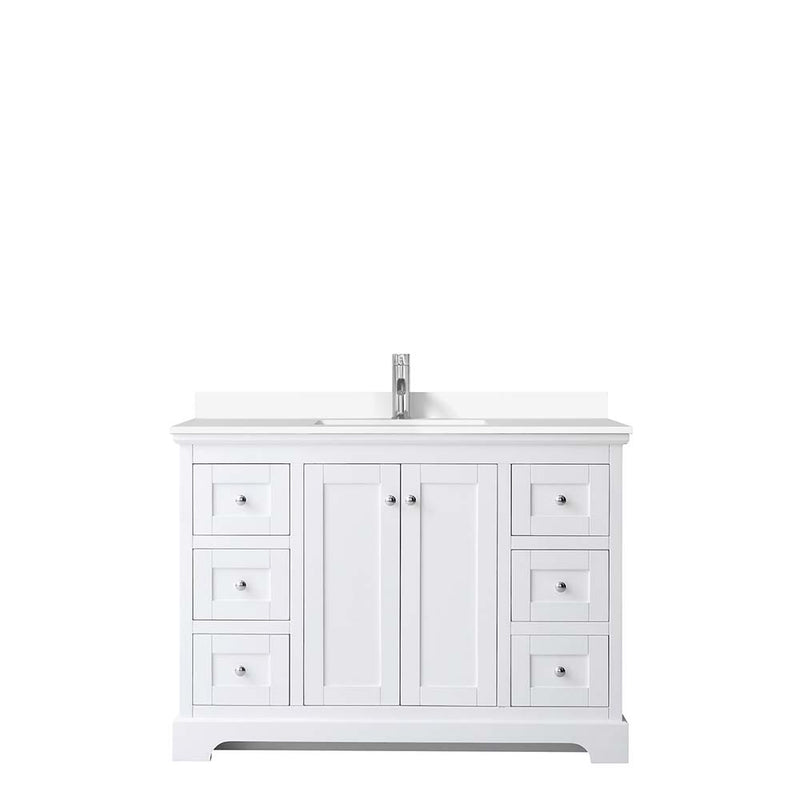 Avery 48 Inch Single Bathroom Vanity in White - Polished Chrome Trim - 28