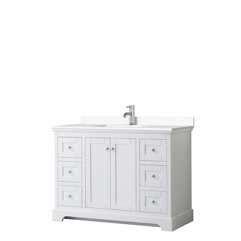 Avery 48 Inch Single Bathroom Vanity in White - Polished Chrome Trim - 27