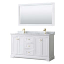 Avery 60 Inch Double Bathroom Vanity in White - Brushed Gold Trim - 20
