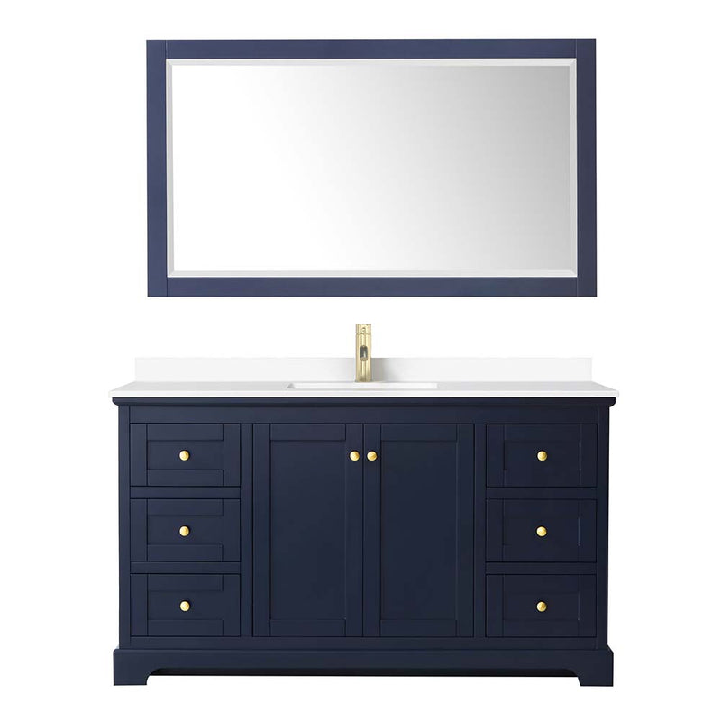 Avery 60 Inch Single Bathroom Vanity in Dark Blue - 32