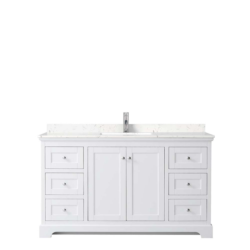 Avery 60 Inch Single Bathroom Vanity in White - Polished Chrome Trim - 5