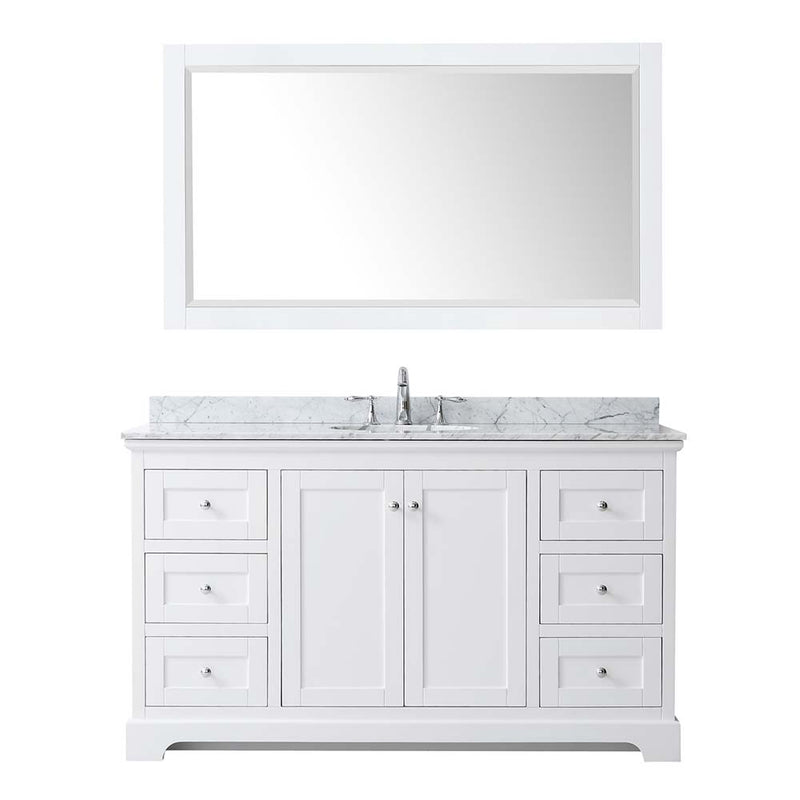 Avery 60 Inch Single Bathroom Vanity in White - Polished Chrome Trim - 18