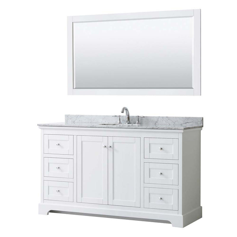 Avery 60 Inch Single Bathroom Vanity in White - Polished Chrome Trim - 16