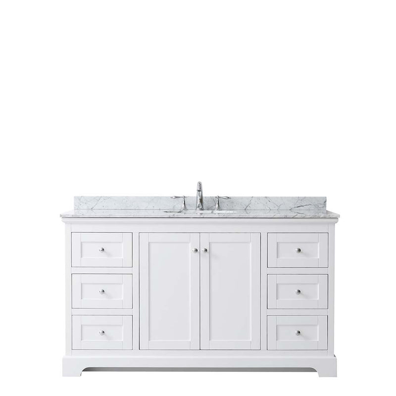 Avery 60 Inch Single Bathroom Vanity in White - Polished Chrome Trim - 15