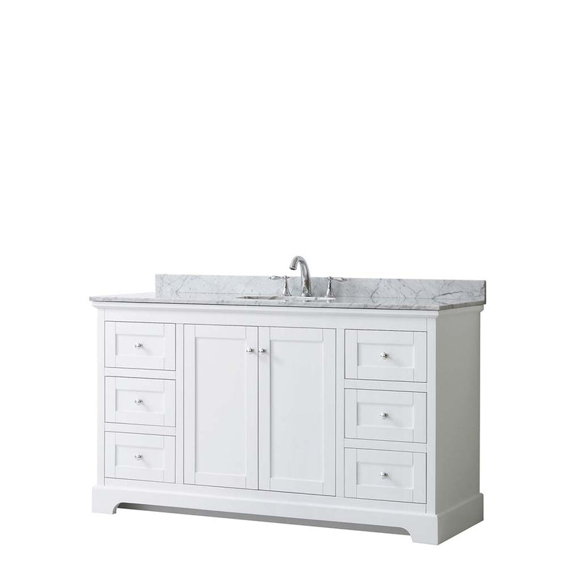 Avery 60 Inch Single Bathroom Vanity in White - Polished Chrome Trim - 13