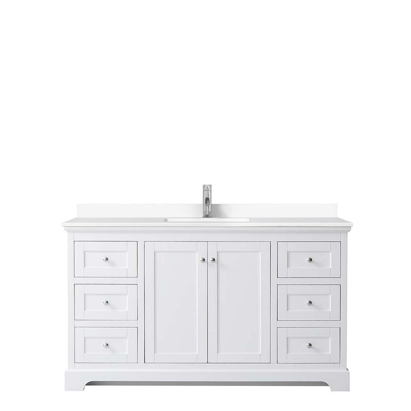 Avery 60 Inch Single Bathroom Vanity in White - Polished Chrome Trim - 28