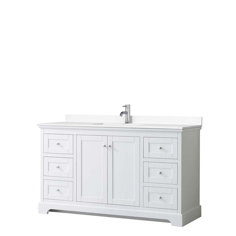 Avery 60 Inch Single Bathroom Vanity in White - Polished Chrome Trim - 27