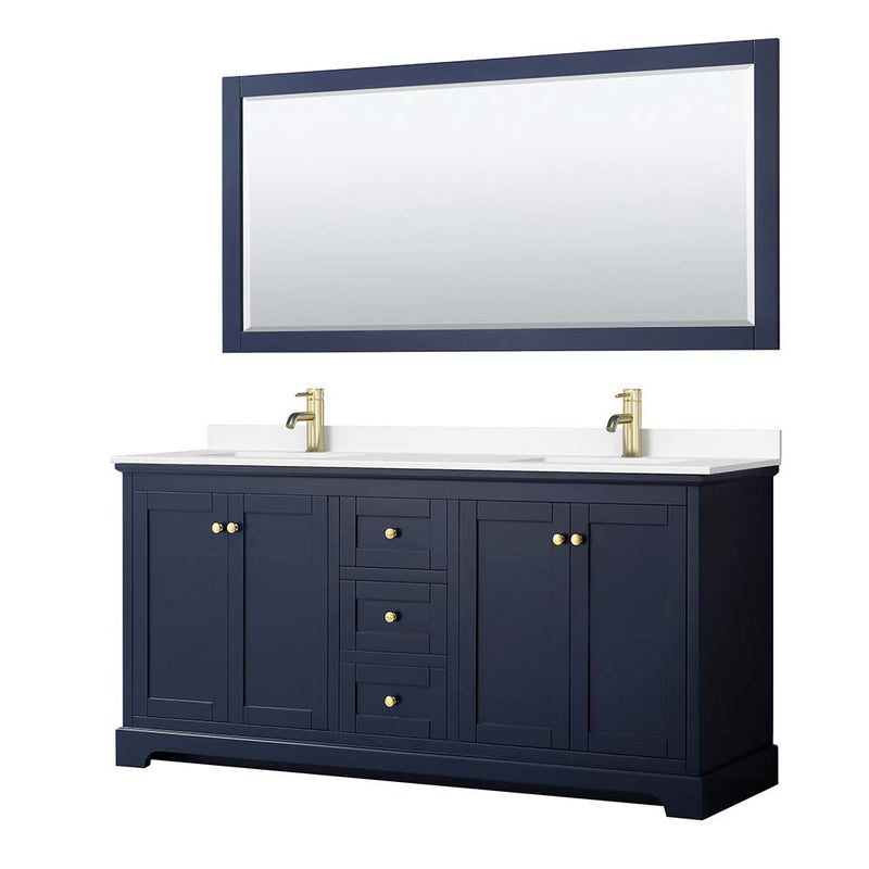 Avery 72 Inch Double Bathroom Vanity in Dark Blue - 40