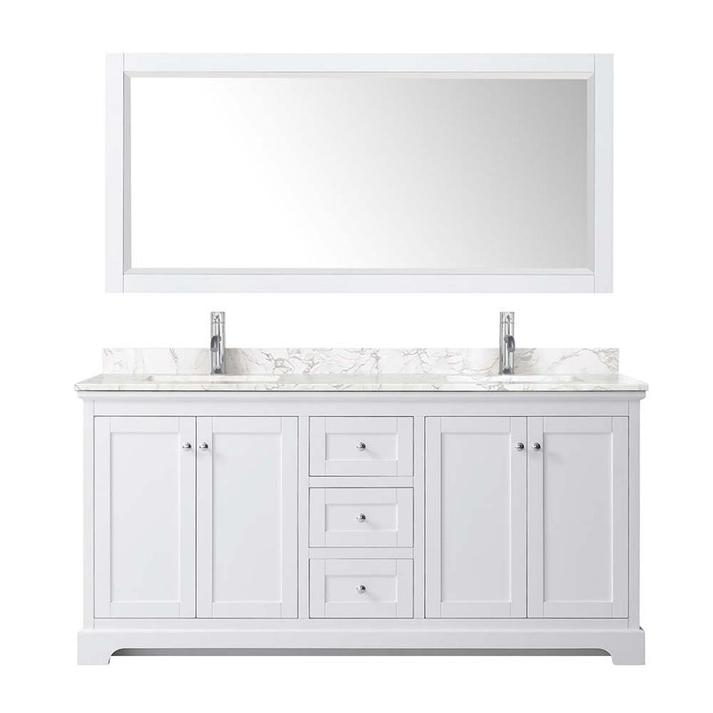 Avery 72 Inch Double Bathroom Vanity in White - Polished Chrome Trim - 9