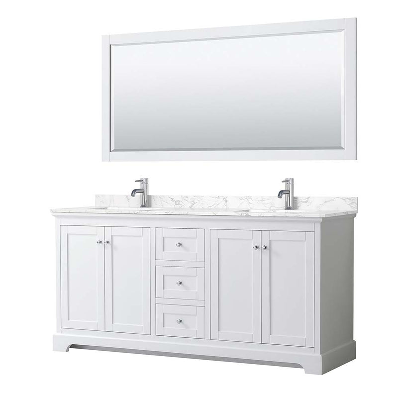 Avery 72 Inch Double Bathroom Vanity in White - Polished Chrome Trim - 8