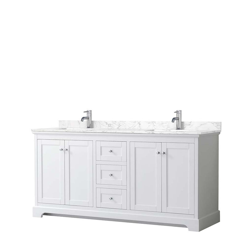 Avery 72 Inch Double Bathroom Vanity in White - Polished Chrome Trim - 4